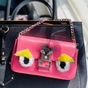 Fendi Micro Baguette Monster Pink Multi Leather Cross Body Bag